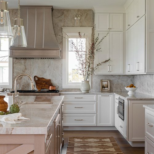 Elegant kitchen with tile backsplash wall