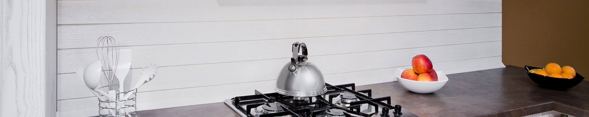 Kitchen Countertop with white ship lap backsplash